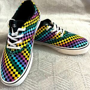 Vans TD Doheny V Rainbow Mini Check Skate Shoes Youth 5 Women's 6.5